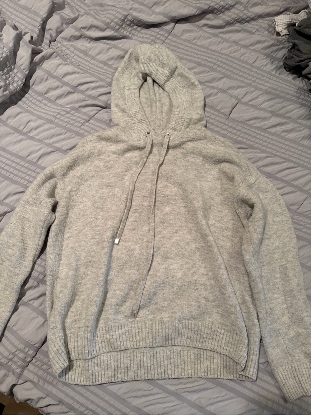 CeCe Light Gray Hooded Crewneck Sweater
